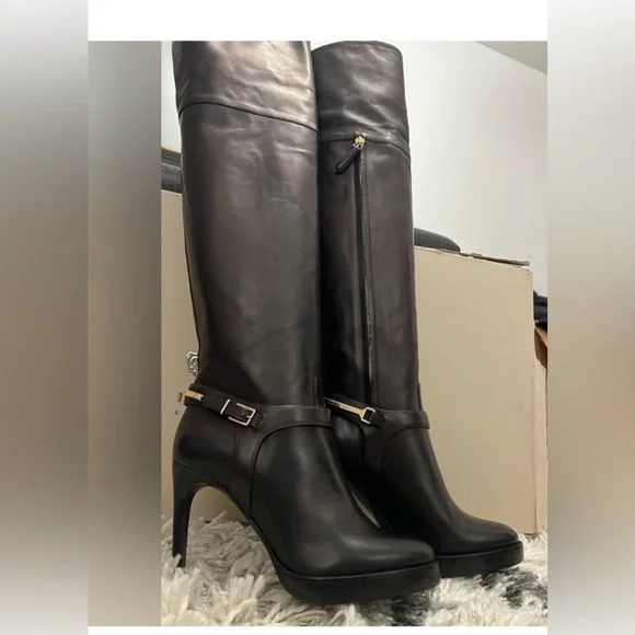 Black Burberry BarktolBuckle Platform Over the Knee High boots sz UK36 US 6 NWT - Picture 4 of 13